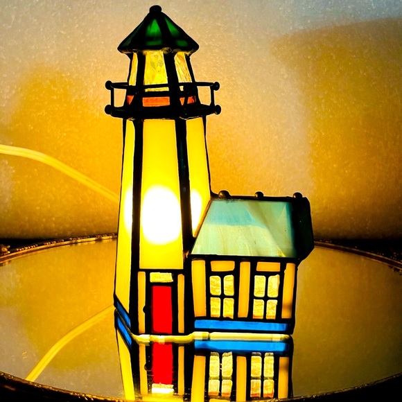 Accents Vintage Light Up Stained Glass Light House Poshmark